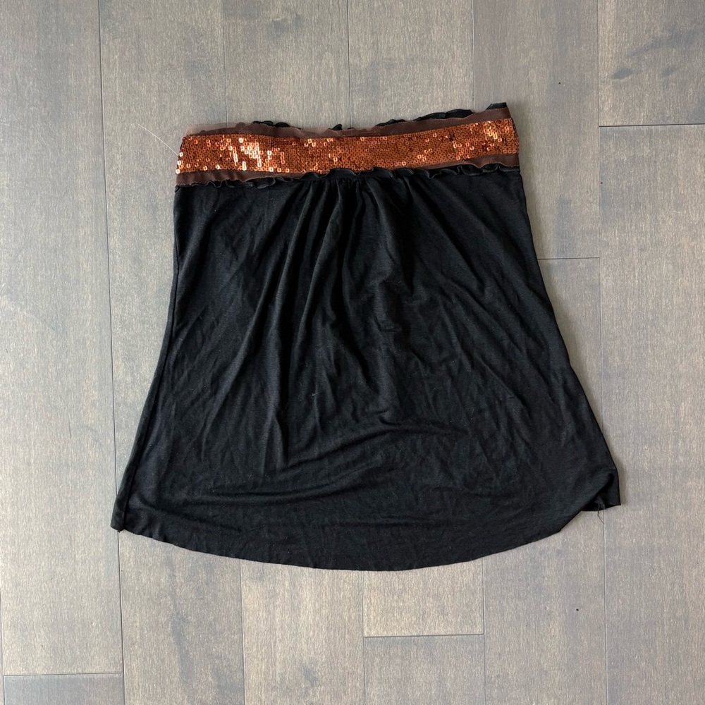 Black and Copper Sequin Tube Top